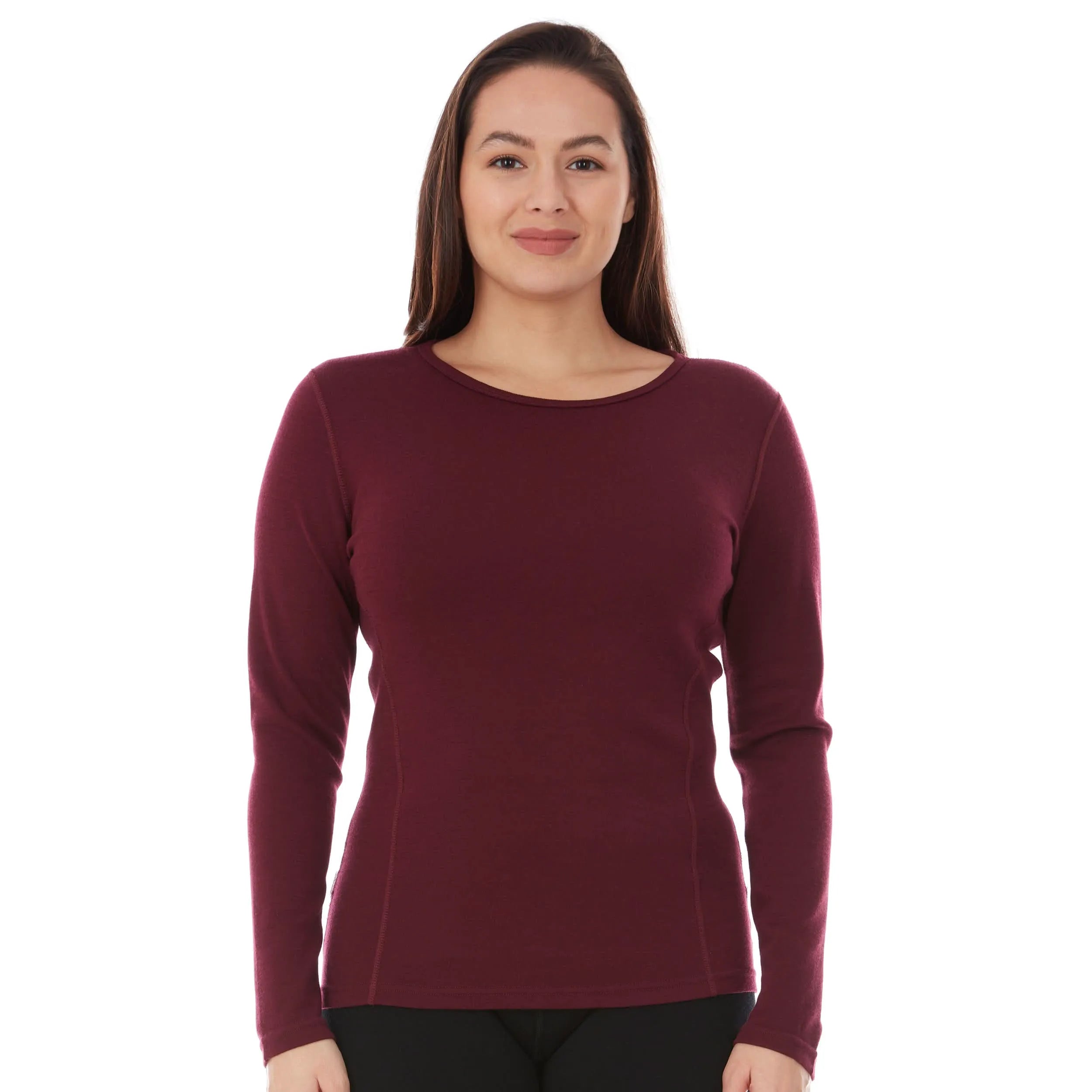 Midweight Women's Wool Crew Top - 100% Merino Wool