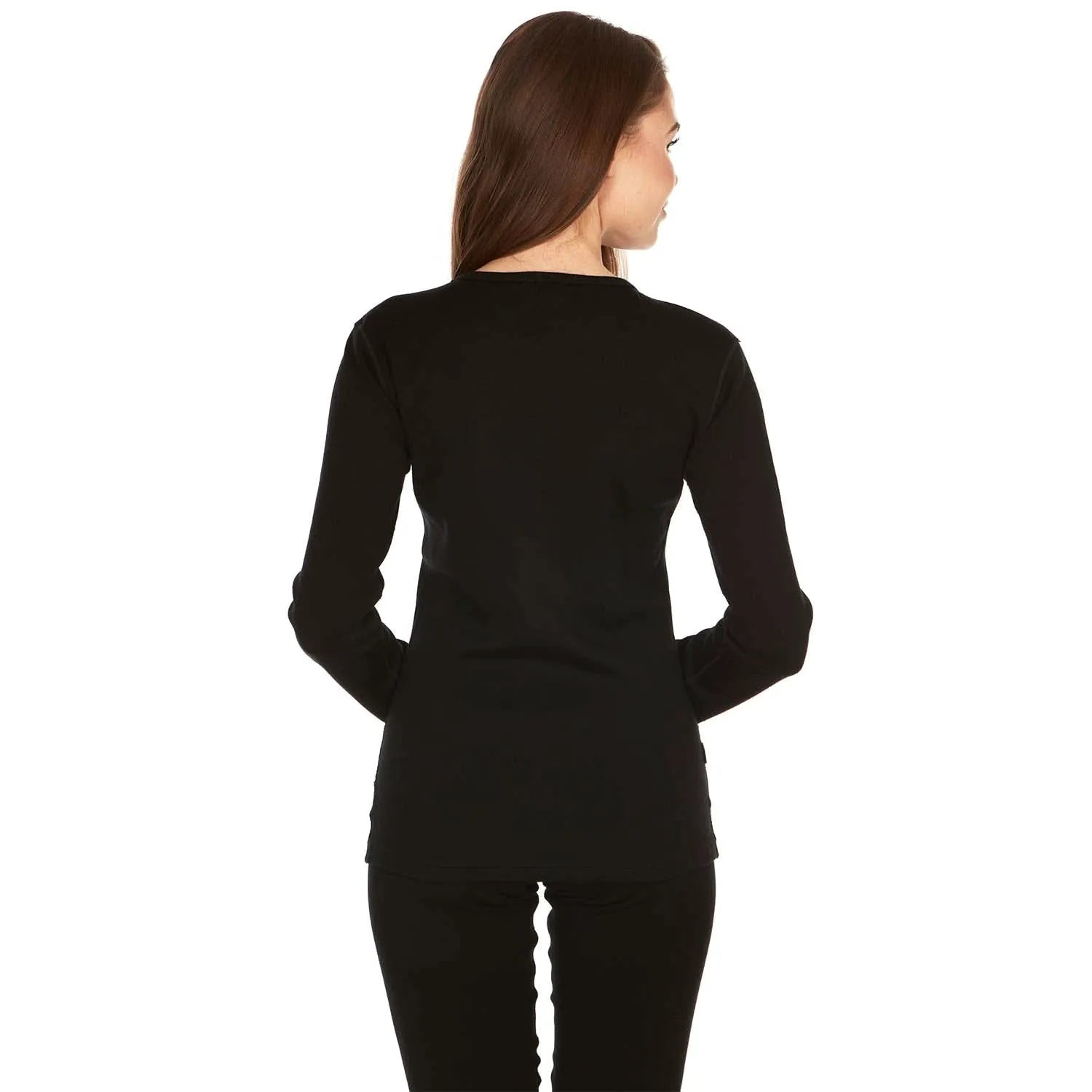 Women's Heavyweight 100% Merino Wool Thermal Base Layer Crew Top