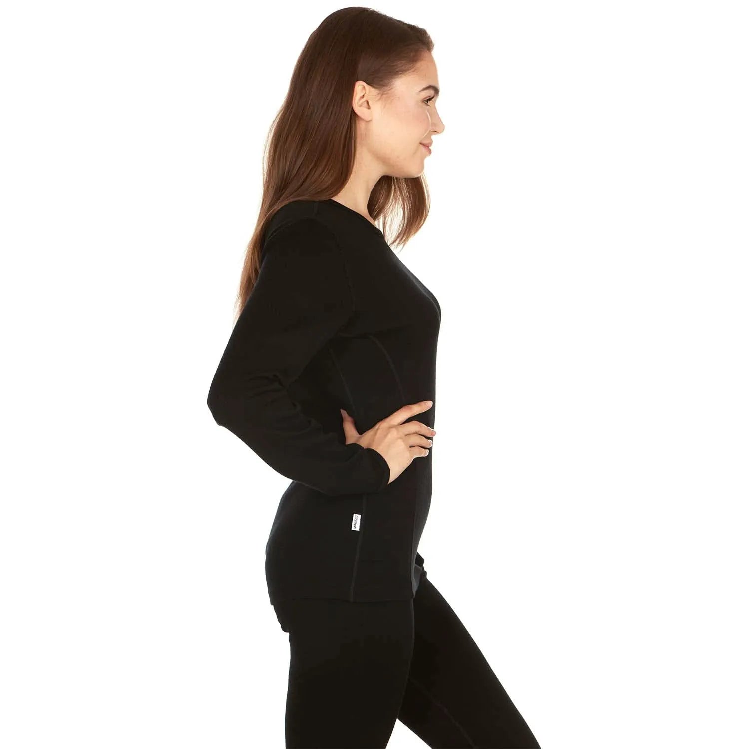 Women's Heavyweight 100% Merino Wool Thermal Base Layer Crew Top