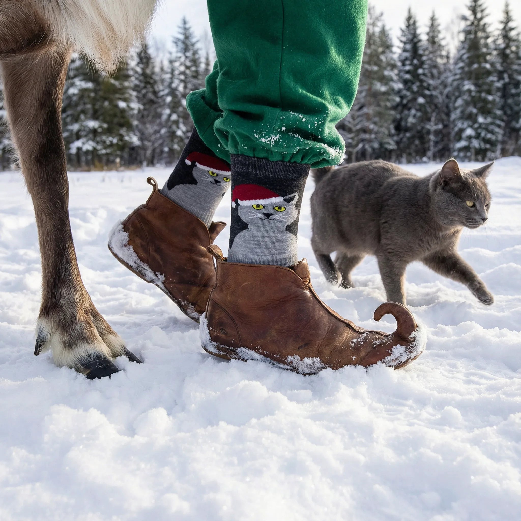 Santa Cat Socks - Micro Cushion Mini Crew