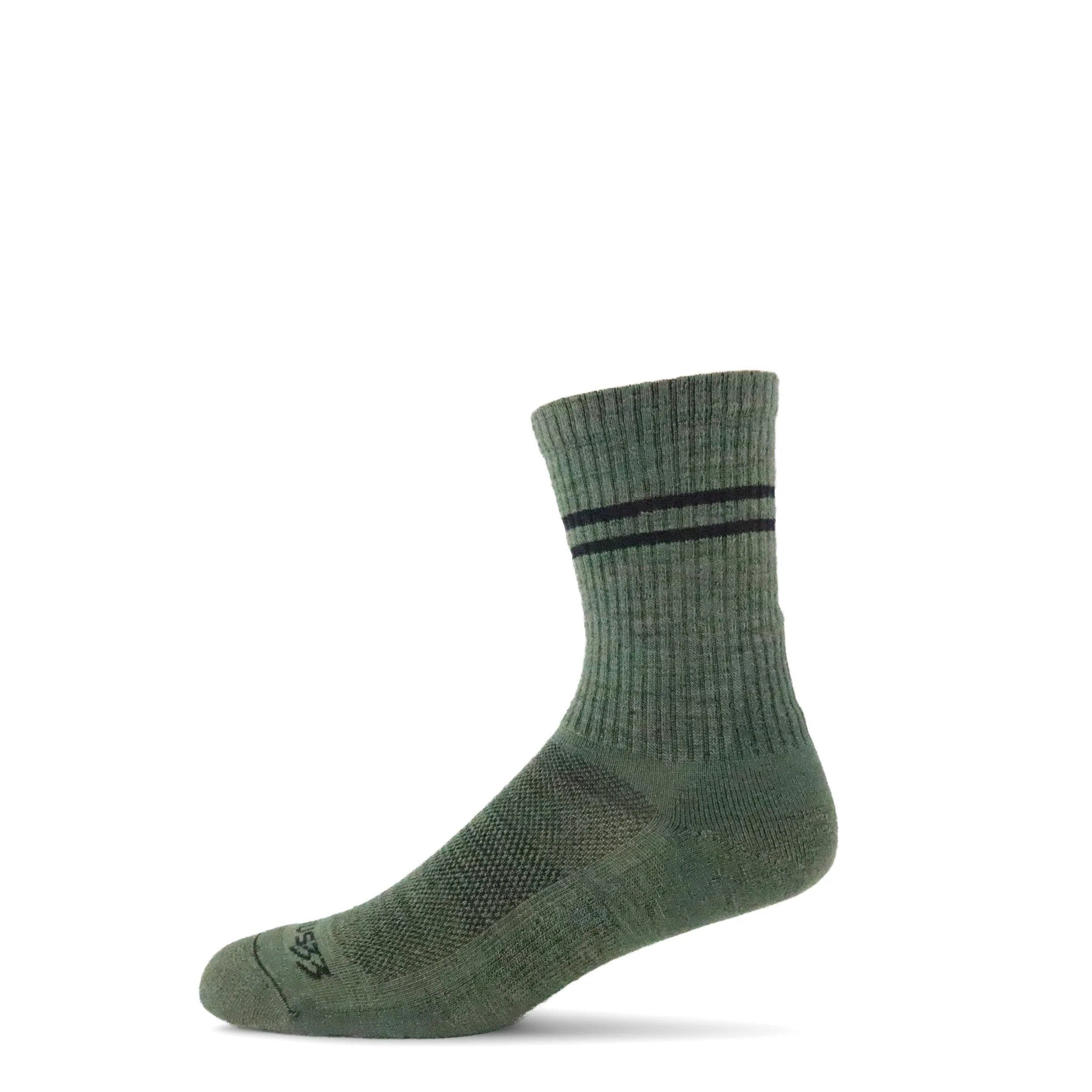 Microweight Cushion Rib Knit Crew Wool Socks - Mountain Heritage